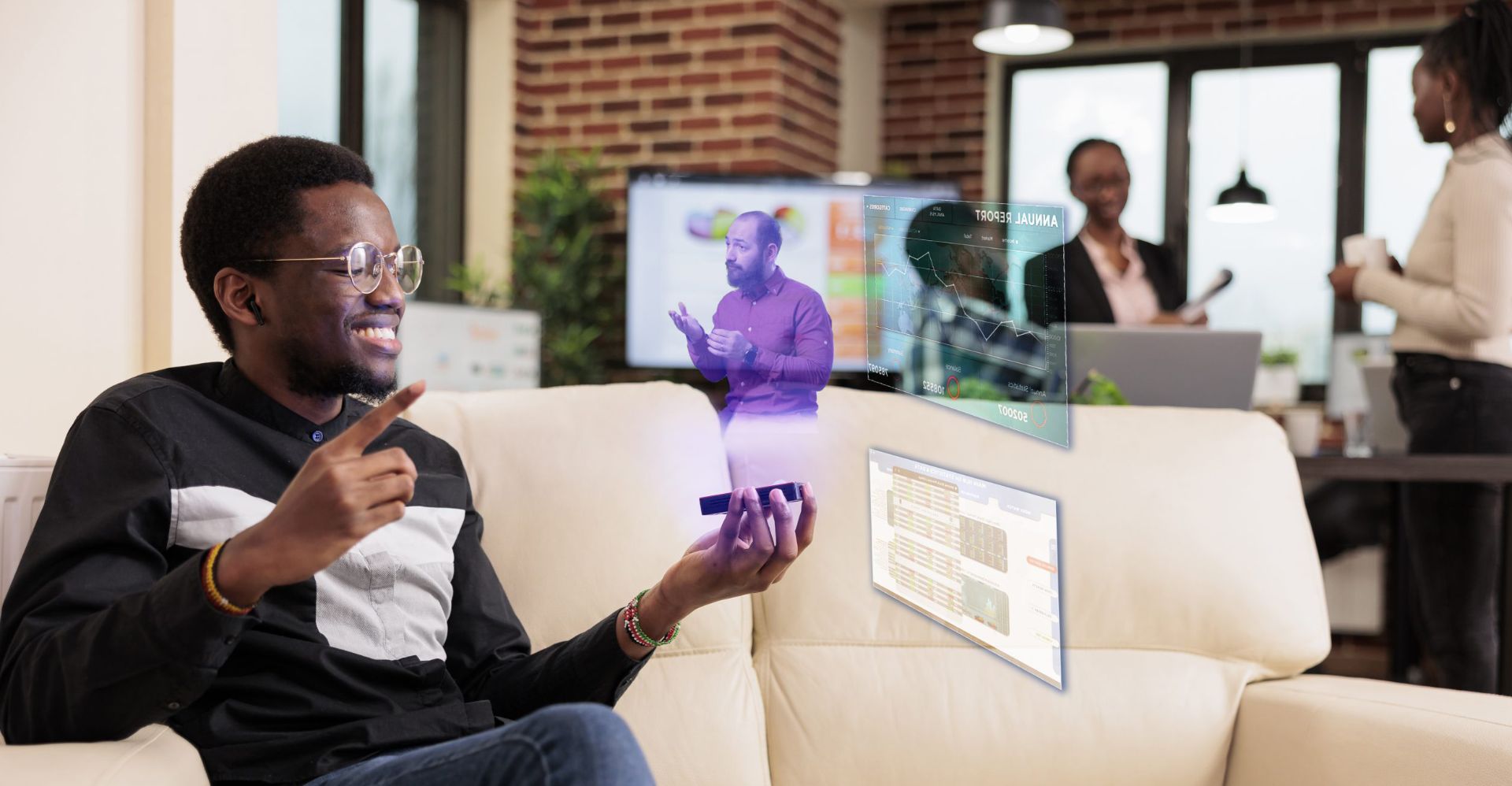 A Voyance consultant presenting business data